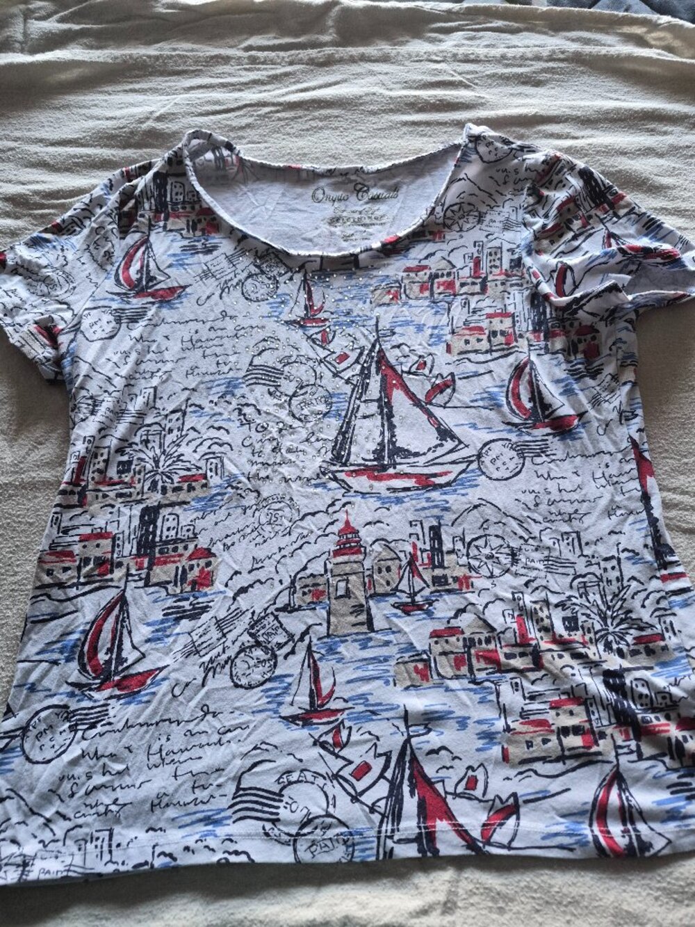 Blingy beachy top, short sleeves